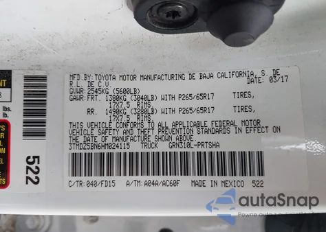 2017 Toyota Tacoma Trd Sport из США, поврежденный, VIN 3TMDZ5BN6HM024115